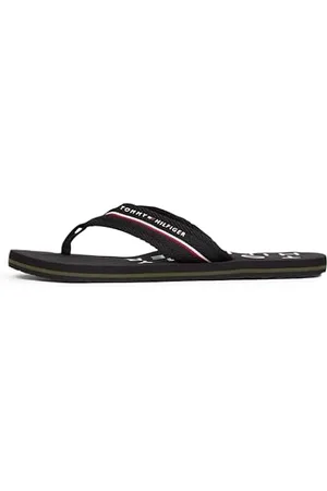 Tommy Hilfiger Chanclas Hombre Web Beach Sandal con logotipo, (Black), 44