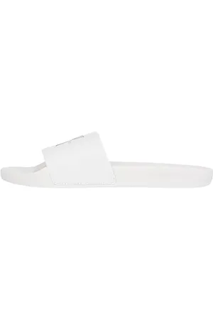 Calvin Klein Chanclas Mujer Slide Monogram con logotipo, Blanco (Bright White/Black), 39