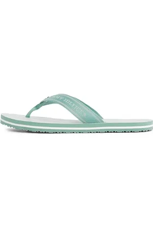 Tommy Hilfiger Chanclas Hombre Stripes Beach Sandal con logotipo, Turquesa (Charming Green), 36