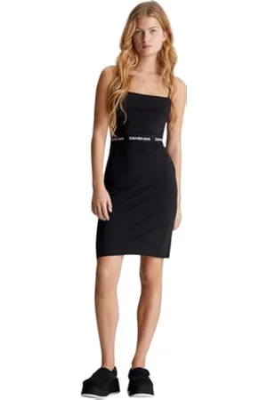 Calvin Klein Vestido para Mujer Logo Elastic Strappy Tirantes Estrechos, , S