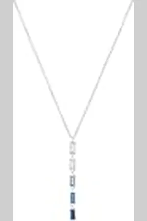 QS by s.Oliver Y-Collier Collar de plata de ley 925 para señoras, con sintetizador de circonitas, 42+3 cm, plata, viene en caja de regalo de joyería