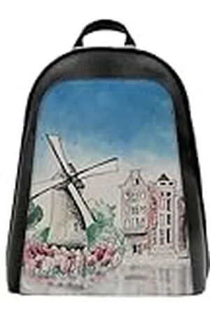 Dogo Femme Cuir Vegan Noir Fait Main et Mode Sac à dos - Little By Little One Travels Far Motif