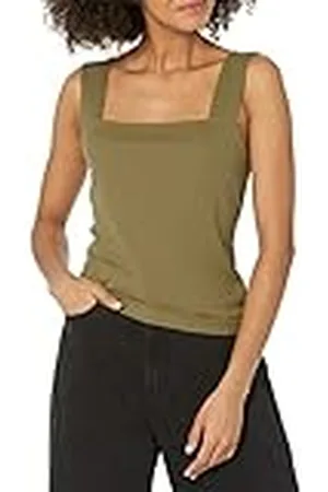 THE DROP Jody-Playera de Tirantes de Punto Acanalado con Cuello Cuadrado y Corte Ajustado Camisetas sin Mangas y Camisolas, , XS
