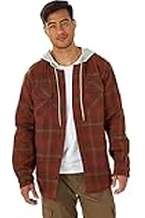 Wrangler Long Sleeve Quilted Lined Flannel Shirt Jacket with Hood Camisa, , L para Hombre