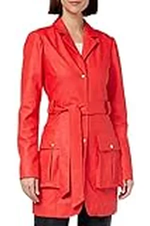 KENDALL + KYLIE Blazer de Cuero con Lazo K&K W VGN KKW3711004, Rojo Sangriento, L, , 44 para Mujer