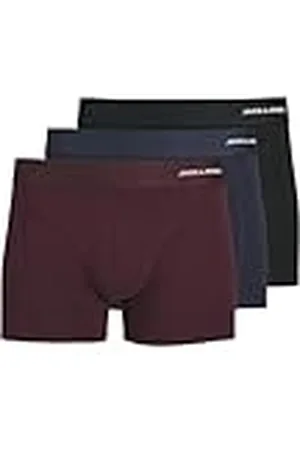 JACK & JONES Jacbasic Bamboo Trunks 3 Pack Noos Bóxer, Port Royale/Detalles: Negro - Azul Marino, M Hombre