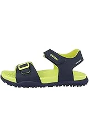 Geox J Sandal Fommiex Boy, Sandalia Niños, Navy/Lime, 39 EU