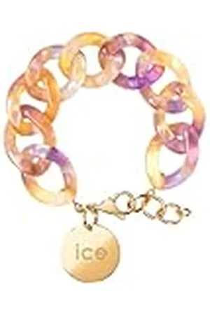 Ice-Watch ICE Jewellery, Chain Bracelet, Purple lime, Pulsera de malla XL para mujer con medalla de oro (020998)