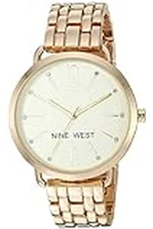 Nine West Reloj de Pulsera con Detalles de Cristal Genuino para Mujer, NW/2150CHGP