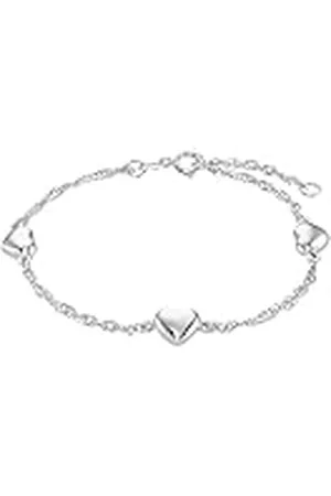 Amor Pulsera de plata de ley 925 para niñas, 14+2 cm, plata, corazón, en caja de regalo