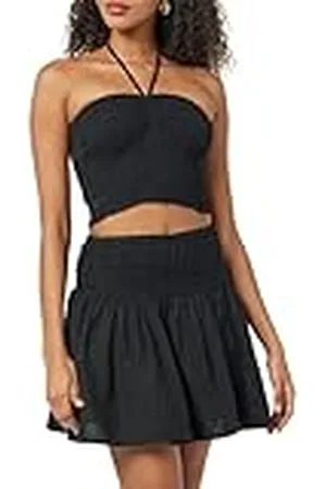 THE DROP Rosita Cropped Smocked Halter Top Crop, , L