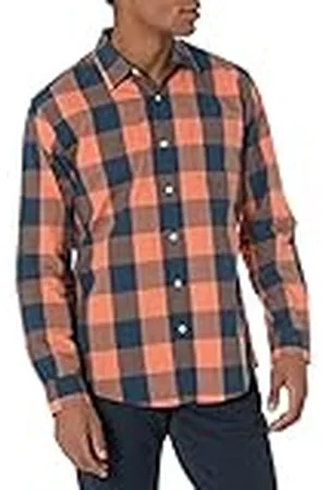 Amazon Camisa Informal de Popelina con Manga Larga y Corte Recto Hombre, , XS