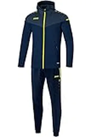 Jako Chándal infantil de poliéster Champ 2.0 con capucha, color azul marino, azul oscuro y amarillo neón, talla 152, M9420