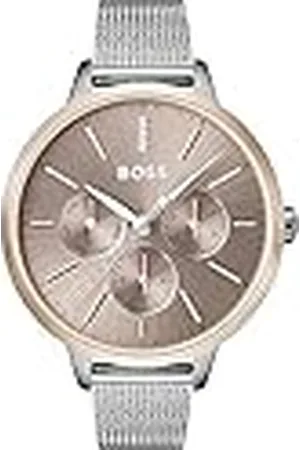 HUGO BOSS Reloj Multifunción Analógico de Cuarzo para Mujer de 38mm Colección Symphony con Esfera en Oro Rosa Claro y Pulsera de Malla de Acero Inoxidable, 3 Subesferas, Resistencia al Agua 3ATM - 1502423