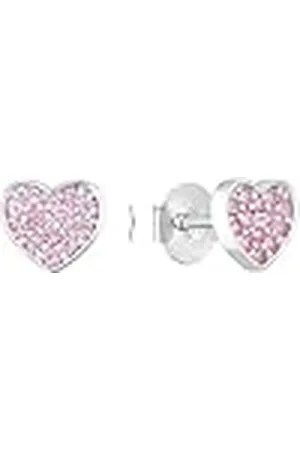 QS by s.Oliver Pendientes de plata de ley 925 joyería del oído de los niños de las muchachas, con zirconia synth., 0,7 cm, plata, corazón, viene en caja de regalo de joyería, 2036821