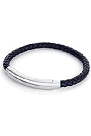 Fynch-Hatton FHJ-0096-B-88 - Pulsera de piel con acero inoxidable, color azul, 88, Cuero, No es una piedra preciosa