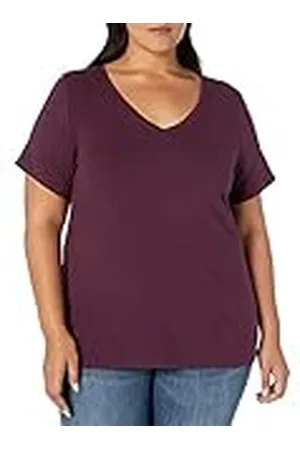 Amazon Camiseta de Manga Corta con Cuello en V de Talla Grande Mujer, , 4XL Grande