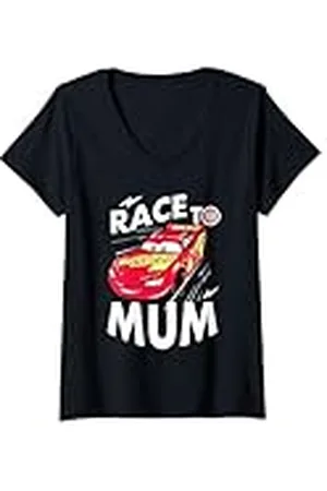 Cars Mujer McQueen Race To Mum Dia de la Madre Camiseta Cuello V