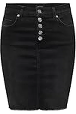 ONLY Onlhush Mid Waist Vis But RW Skirt Dnm Falda de Cintura Media, , S para Mujer