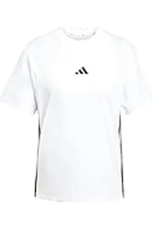 adidas Mujer Essentials 3-Stripes Cotton T-Shirt, White/Black, M