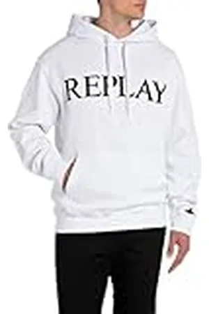 Replay Sudadera con capucha de algodón para hombre, blanco (White 001), XS