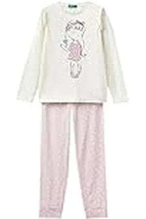 Benetton Pig(maglia+pant) 3y5e0p04u, Juego de pijama Niñas, Blanco , S