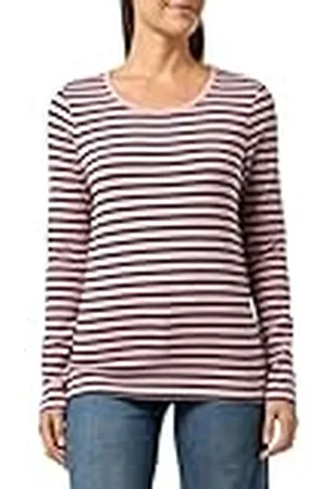 GANT Camiseta Slim Striped 1x1 Ribbed LS, Color Rosa, M Mujeres
