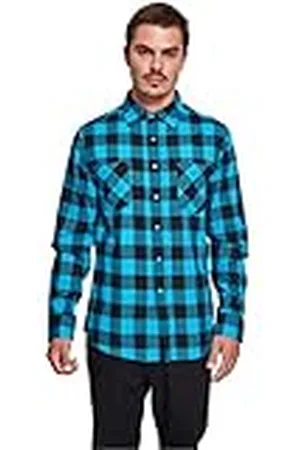 Urban classics Camisa de cuadros de manga larga clásica, con 2 bolsillos en el pecho, cierre abotonado, ajuste holgado, dobladillo redondeado, distintos colores, tallas S - 5XL