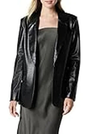 THE DROP Anouk Faux-Leather Long Blazer, , XL