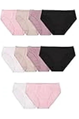 Fruit Of The Loom Eversoft Cotton Bikini Underwear, Tag Free & Breathable Estilo Ropa Interior, Algodón-Paquete de 10 neutros, L para Mujer
