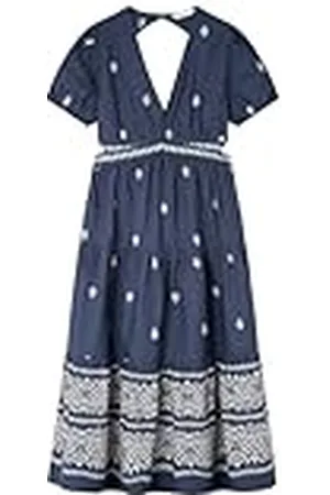 Springfield SPRINGFILED, Mujer, Vestido Midi Aberturas Laterales, Medium Blue, 36