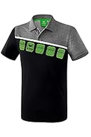Erima GmbH 1111904 Polo de Tenis, Unisex niños, Negro/Gris Jaspeado/Blanco, 152