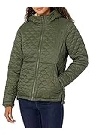 Amazon Chaqueta Acolchada Ligera con Cremallera Completa, Resistente al Agua, con Capucha y Forro de Sherpa Mujer, , L