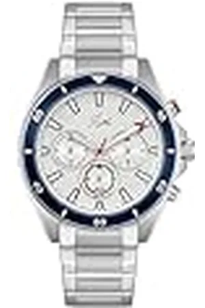 Lacoste Reloj Cronógrafo de Cuarzo para Hombre Colección MAINSAIL con Correa de Acero Inoxidable Plateada - 2011360