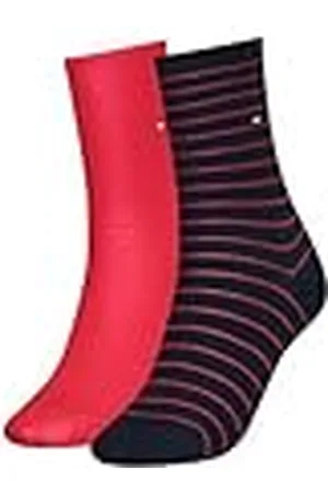 Tommy Hilfiger Classic Calcetines, Rojo/Azul Marino 01, 39-42 (Pack de 2) para Mujer