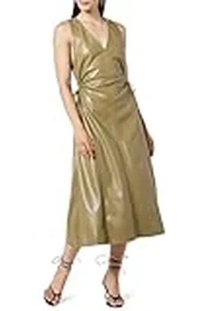 THE DROP Sabi Vestido Midi Cut-Out de Cuero Vegano para Mujer, , XL