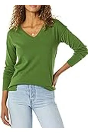 Amazon Jersey Tipo Túnica Ligero de Manga Larga y Cuello en Pico (Disponible en Tallas Grandes) Mujer, , XL