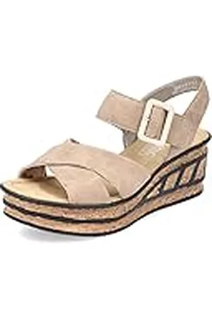 Rieker Mujer Sandalias 68163, señora Sandalias con Plataforma,Zapato de Verano,cómodo,Suela Gruesa,Beige (Beige / 62),38 EU / 5 UK