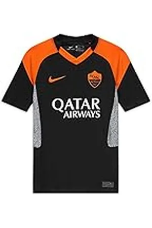 Nike Roma Y NK BRT Stad JSY SS 3R T-Shirt, Unisex niños, Black/Safety Orange/Safety Orange Full Sponsor, XS