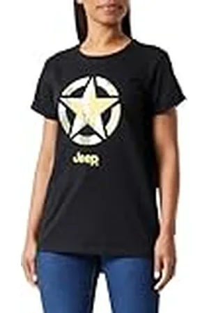 Jeep O102927-B000 J Camiseta Oversize Mujer - Estampado Star Fondo de Camuflaje de Corteza - Mangas con Vueltas J23W Mujer L