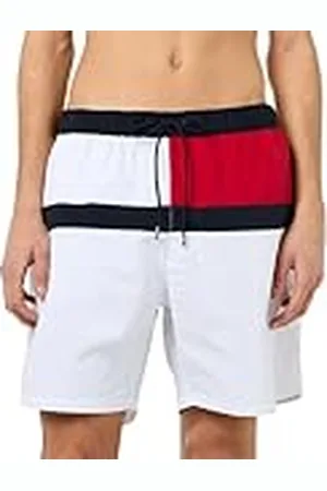 Tommy Hilfiger Bañador Hombre Long Drawstring con cintura ajustable, Blanco (Th Optic White), L
