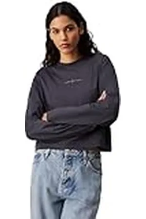 Calvin Klein Camiseta de manga larga Mujer Loose Tee Oversized Fit, Gris (Ebony), XS