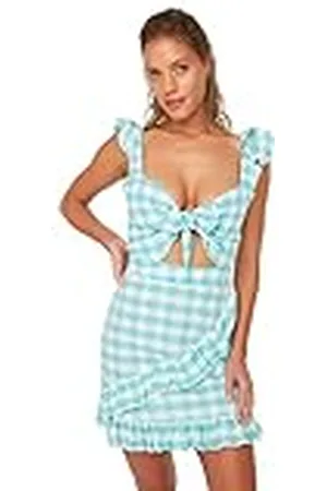 Trendyol Plaid Frilly Beach Dress Vestido, , 40 para Mujer