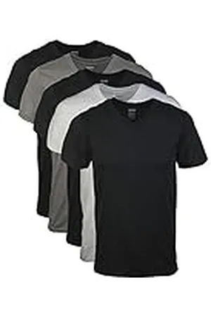 Gildan Estilo G1103 Camiseta para Hombre con Cuello de Pico, Paquete de Varias Unidades, Negro/Gris Deportivo/Carbón (Pack de 5), Medium.