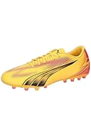 PUMA Men Ultra Play Mg Soccer Shoes, Sun Stream- Black-Sunset Glow, 46 EU
