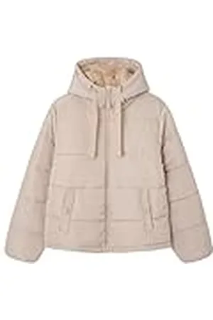 Springfield Chaqueta básica Acolchada con Relleno Reciclado, Bolsillos de Ojal con Botones a presión y Capucha con Pelo Interior Cazadora Vaquera algodón, , XS para Mujer