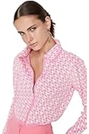 Trendyol Rosa Kragen Detaillierte Strickwaren-Strickjacke Jersey de cárdigan, M para Mujer