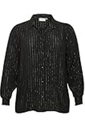 Kaffe Plus-Camiseta metálica con Rayas largas y Botones para Mujer Camisa, , 52 Grande