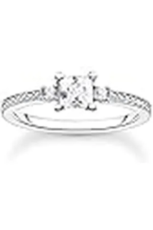 Thomas Sabo Anillo de mujer con piedra blanca de plata de ley 925 TR2397-051-14, 54, Plata de ley, Zirconia cúbica
