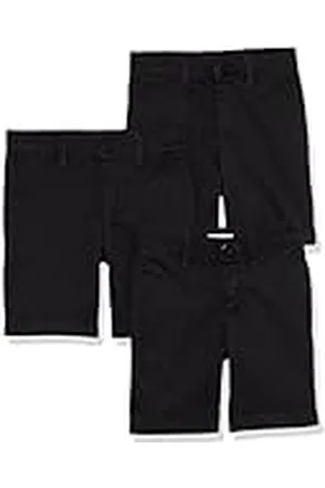 Amazon Pantalones Cortos de Tejido Uniforme con Parte Delantera Plana (Resistente a Las Arrugas) Niño, Pack de 3, , 10 años